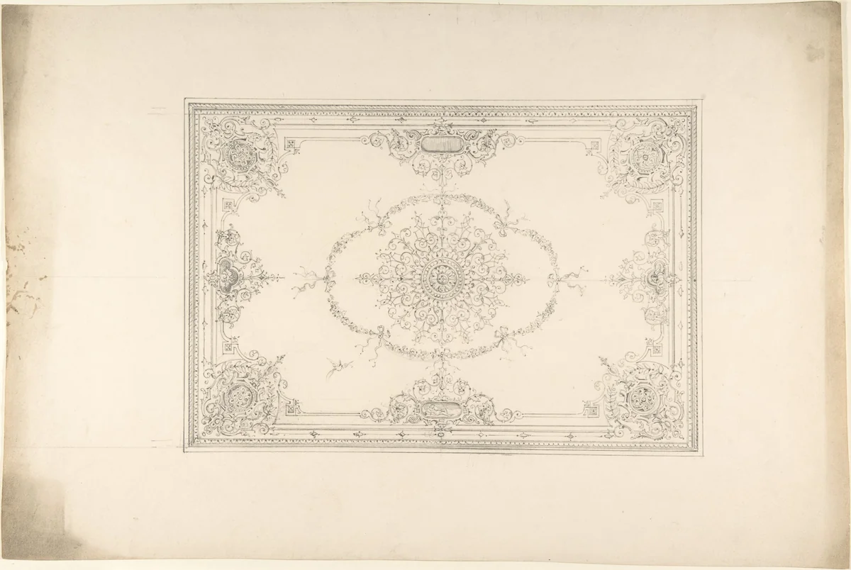 Rococo Style Ceiling Design by John Gregory Crace, drawing, 1825-1900