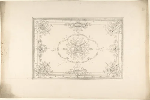 Rococo Style Ceiling Design by John Gregory Crace, drawing, 1825-1900