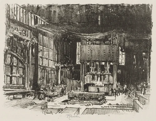 English War Work: The Acolytes Preparing the Altar of the War God by Joseph Pennell, print, 1916