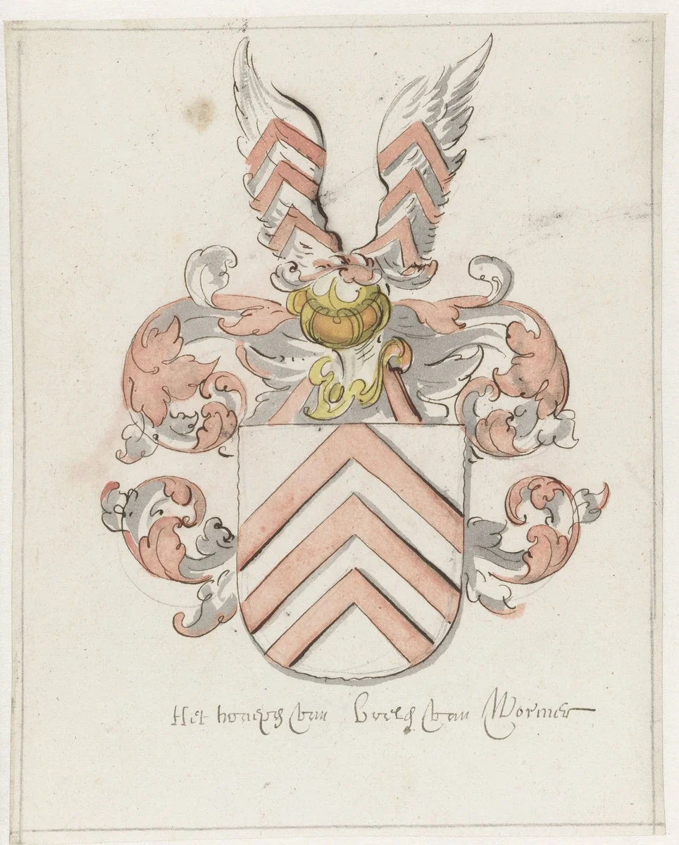 Wapenschild van de familie Boele van Wormer by Pieter Jansz, drawing, 1660-1672