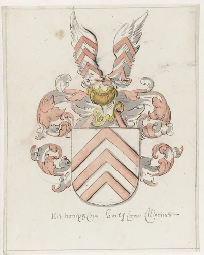 Wapenschild van de familie Boele van Wormer by Pieter Jansz, drawing, 1660-1672