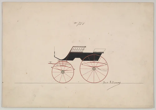 T-Cart (Phaeton) #755 by Brewster & Co., drawing, 1850-1870