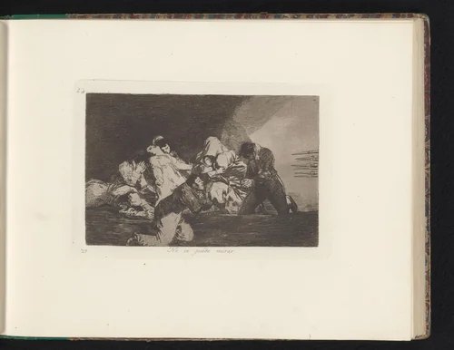 Genkielde personen smeken voor hun leven bij een vuurpeloton by Francisco de Goya, book, 1810-1820