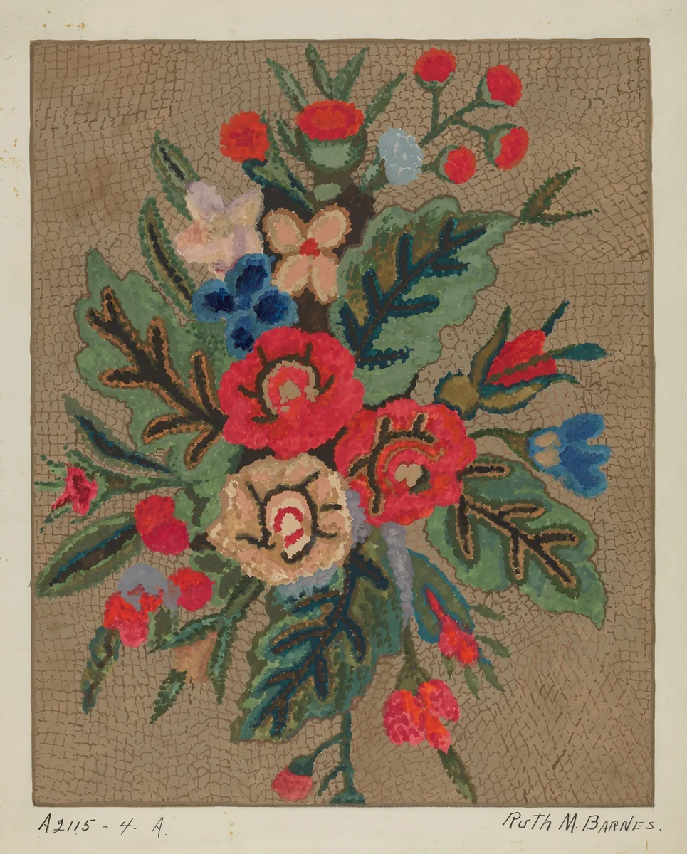 Hooked Rug by Ruth M. Barnes, index of american design, 1936