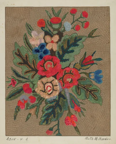 Hooked Rug by Ruth M. Barnes, index of american design, 1936