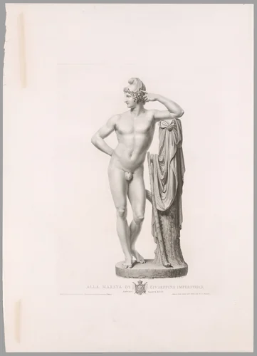 Paris Leaning on Tree Stump, Front View, from Oeuvre de Canova by Giovanni Battista Balestra, print, 1817