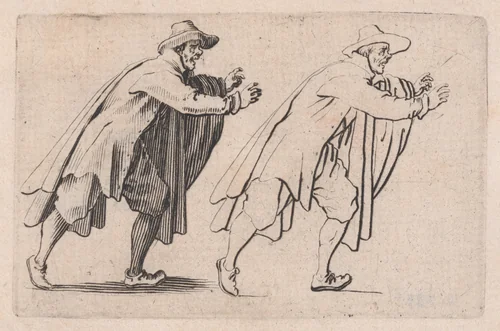 L'Homme qui Court (The Running Man), from "Les Caprices" Series B, The Nancy Set by Jacques Callot, print, 1617-1620