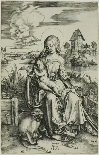Madonna with the Monkey by Albrecht Dürer, print, 1493-1503