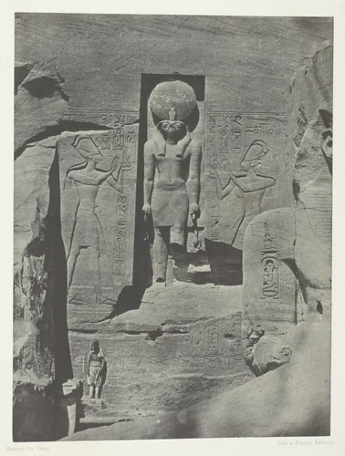 Ibsamboul, Sculptures de l'Entrée du Spéos de Phrè, Nubie, plate 105 from the album "Egypte, Nubie, Palestine et Syrie" (1852) by Maxime Du Camp, photograph, 1849-1851