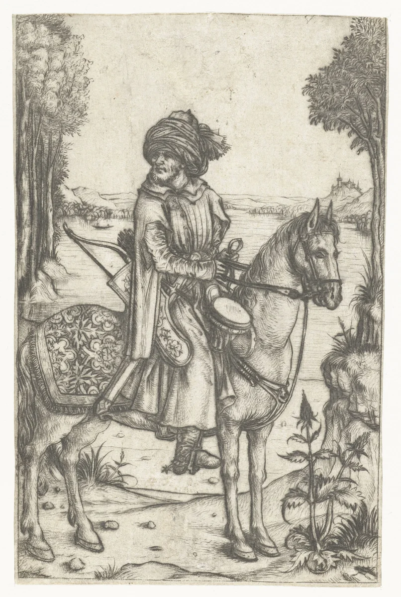 Turkse ruiter by Meester van het Amsterdamse Kabinet, print, 1488-1492
