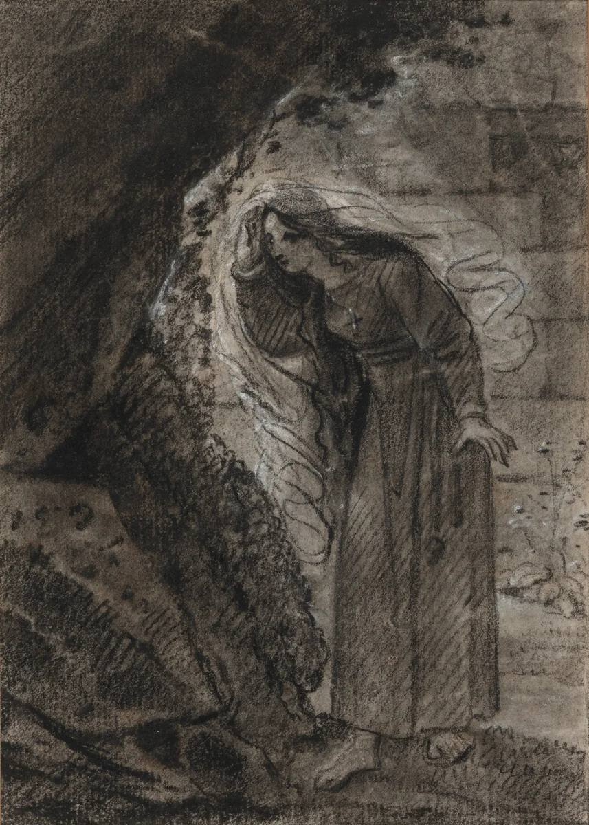 Agnès Entering a Grotto by Anne-Louis Girodet de Roussy-Trioson, drawing, 1785-1805