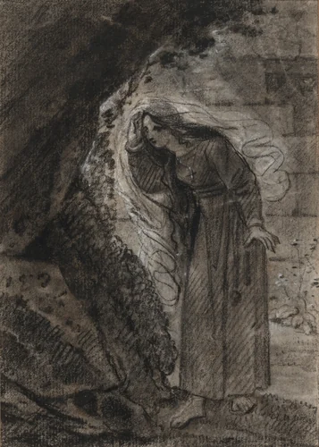 Agnès Entering a Grotto by Anne-Louis Girodet de Roussy-Trioson, drawing, 1785-1805