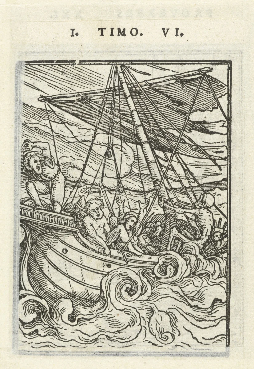 Schipper en de Dood by Hans Holbein, print, 1524-1526