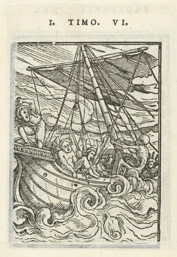 Schipper en de Dood by Hans Holbein, print, 1524-1526