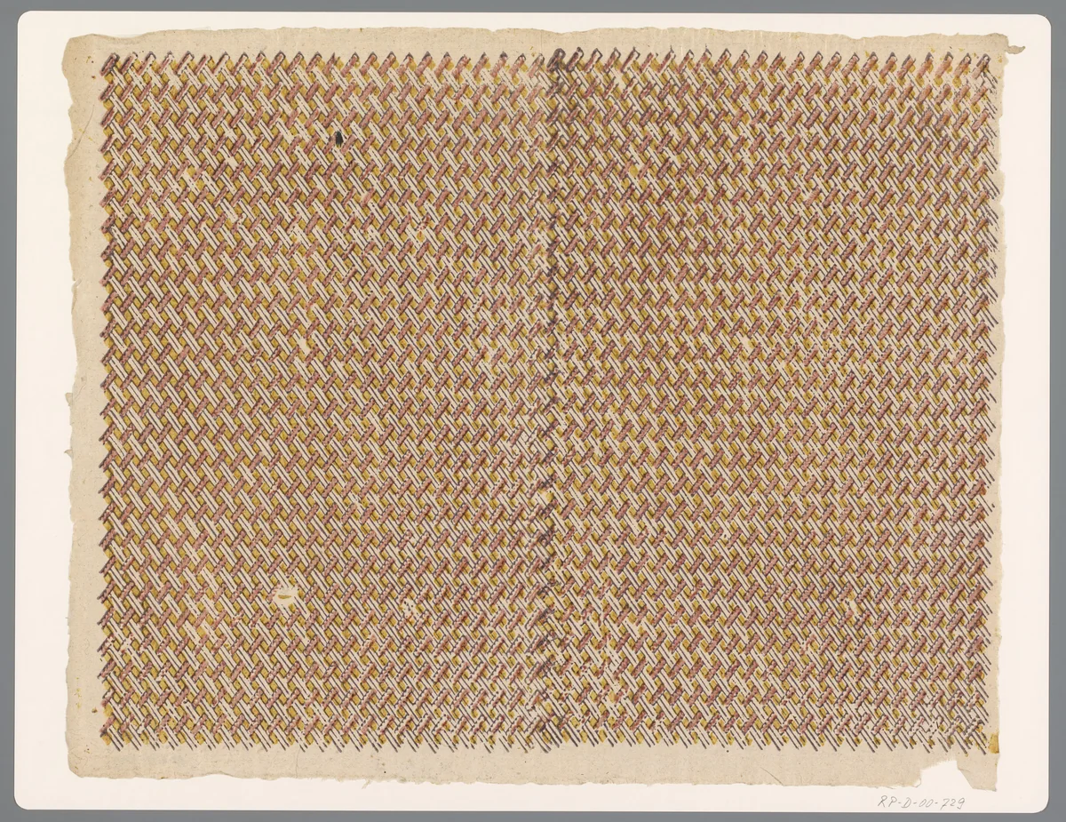 Blad met ruitenpatroon van gevlochten banen by anonymous, print, 1750-1900