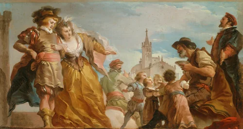 The Meeting of Gautier, Count of Antwerp, and his Daughter, Violante by Giuseppe Cades, painting, 1782-1792