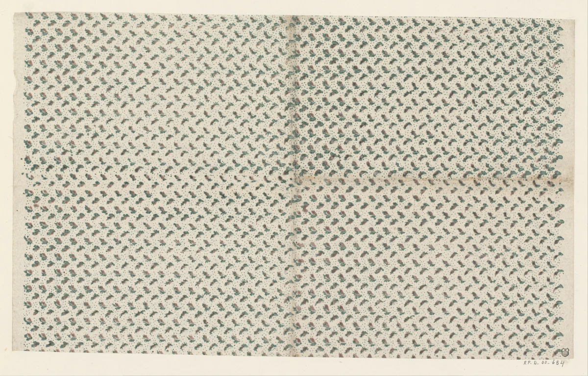 Blad met strooipatroon van bladmotief by anonymous, other, 1750-1900