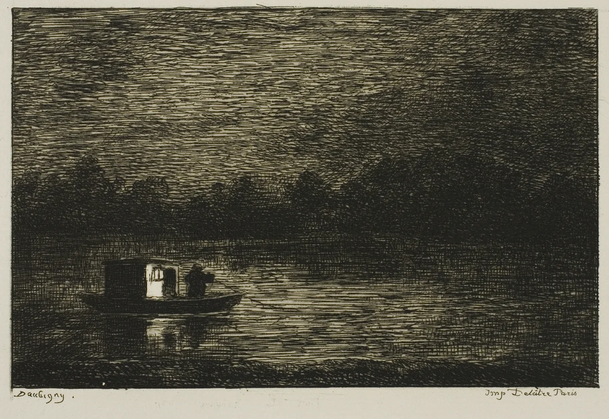 Night Voyage (The Fishing Net) by Charles-François Daubigny, print, 1861