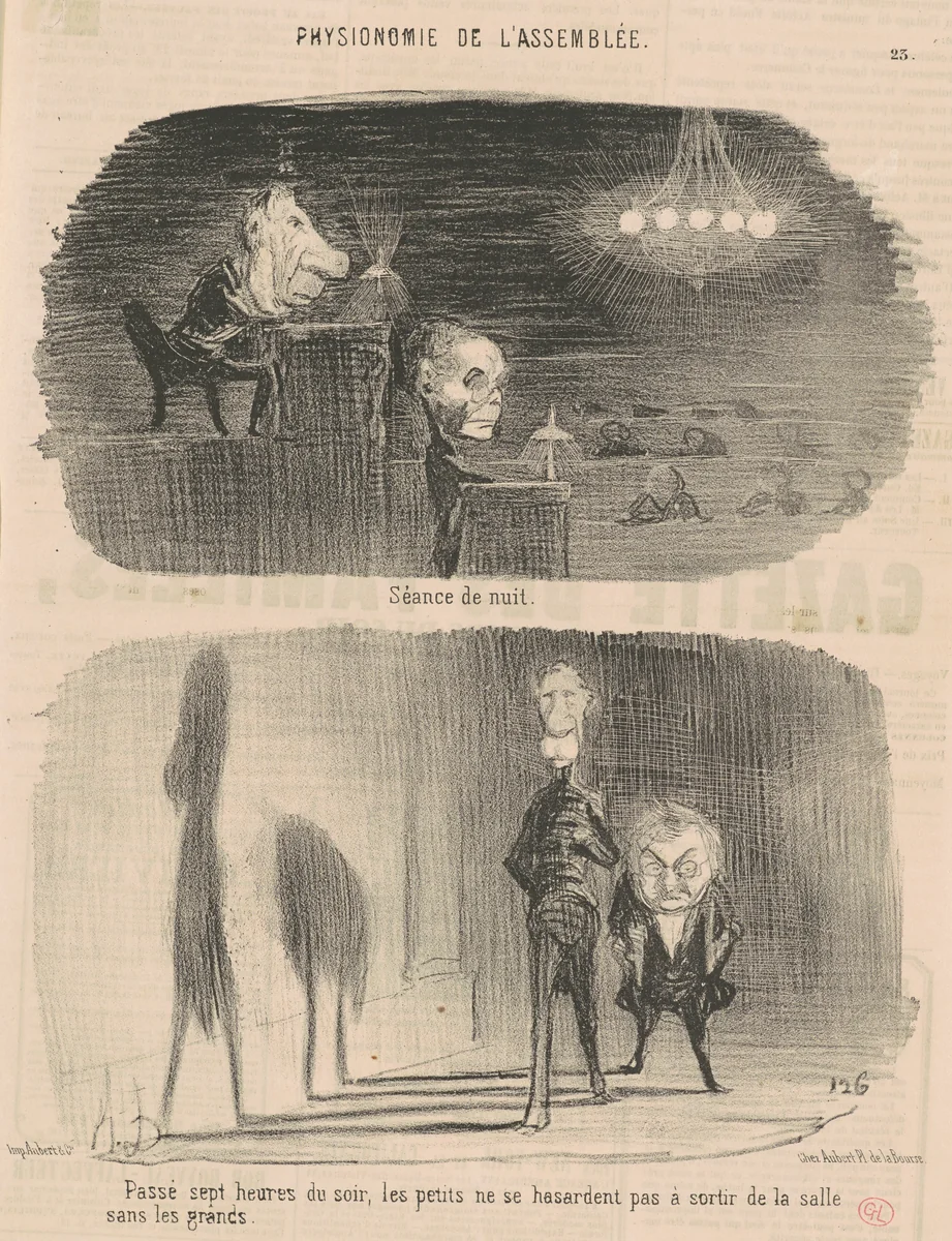 Séance de nuit by Honoré Daumier, print, 1850