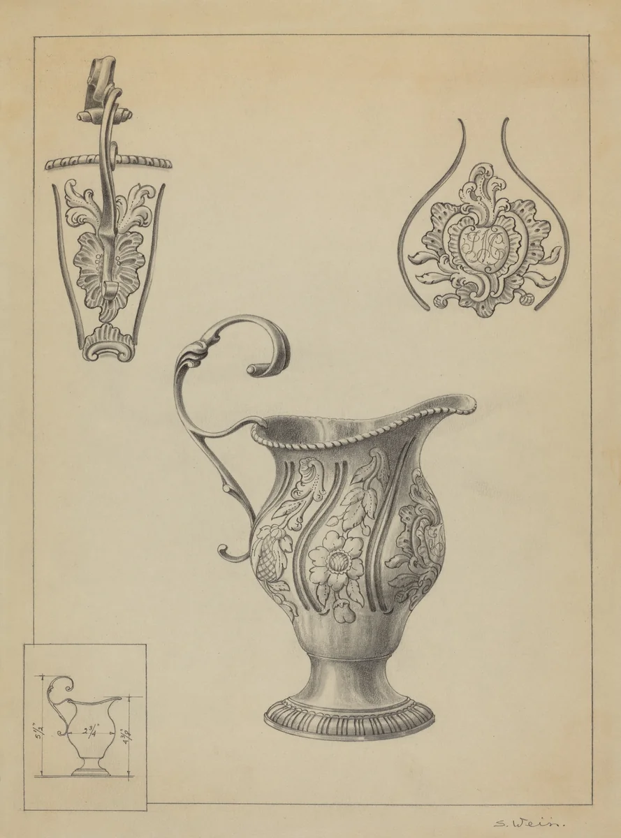 Silver Creamer by Simon Weiss, index of american design, 1936