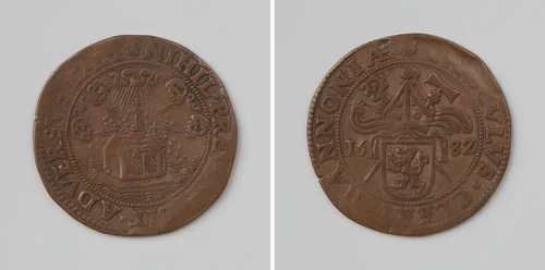 Henegouwen houdt vast aan de rooms-katholieke godsdienst by anonymous, metalwork, 1582