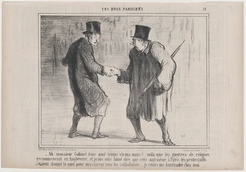 Ah! monsieur Gobinet, dans quel temps vivons-nous!..., from Ces Bons Parisiens, published in Le Charivari, Sepetember 23, 1857 by Honoré Daumier, print, 1857