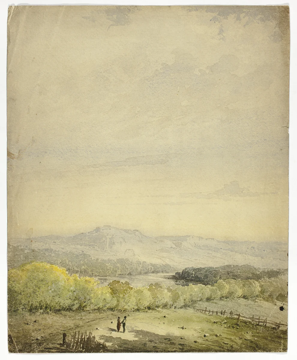 Couple Holding Hands in a Field by Unknown Artist, painting, 1800-1899