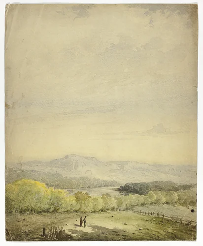 Couple Holding Hands in a Field by Unknown Artist, painting, 1800-1899