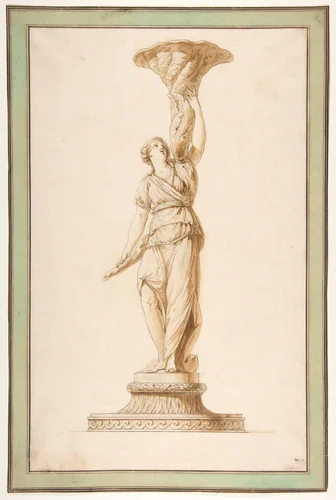 Design for a Torchère by Jean Jacques François Le Barbier, drawing, 1770-1790