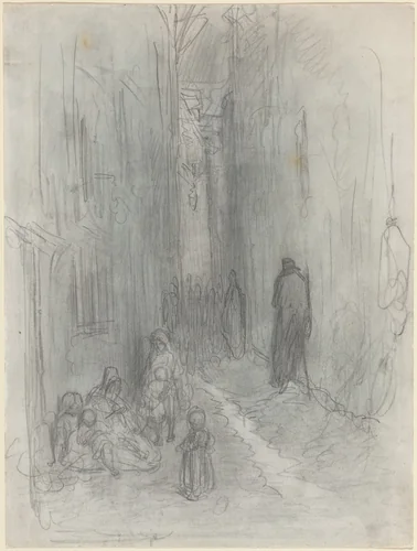 A Backstreet in London by Gustave Doré, drawing, 1868
