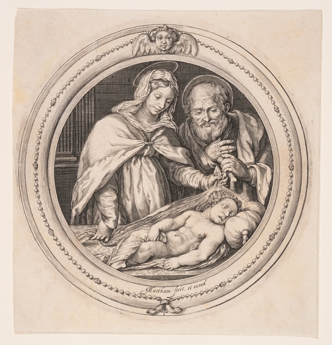 The Holy Family by Jacob Matham, print, 1590-1600