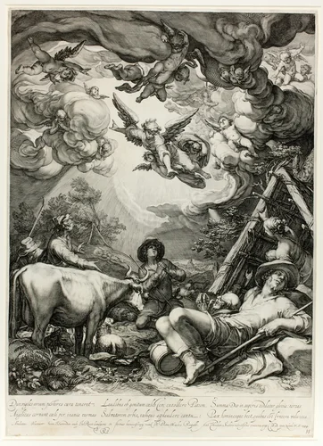 The Annunciation to the Shepherds by Jan Saenredam, print, 1599