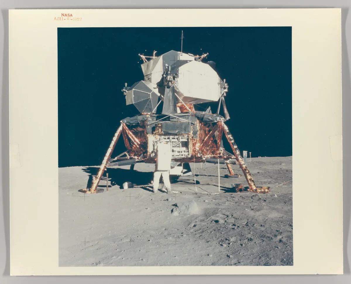 Buzz Aldrin with Apollo 11 Lunar Module on the Moon by Neil Armstrong, photograph, 1964-1974