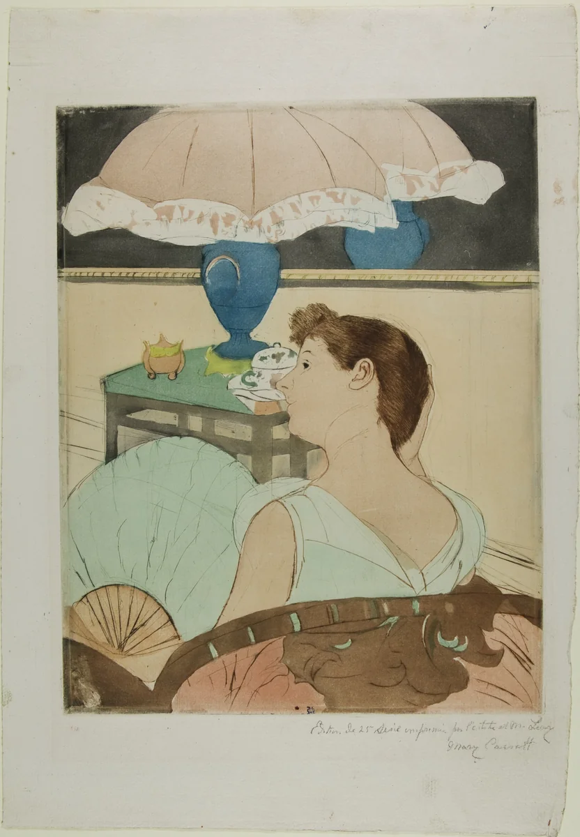 The Lamp by Mary Cassatt, print, 1890-1891