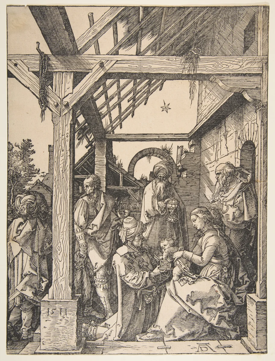 The Adoration of the Magi by Albrecht Dürer, print, 1511