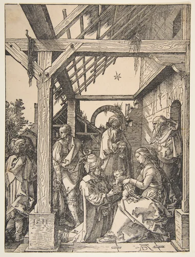 The Adoration of the Magi by Albrecht Dürer, print, 1511