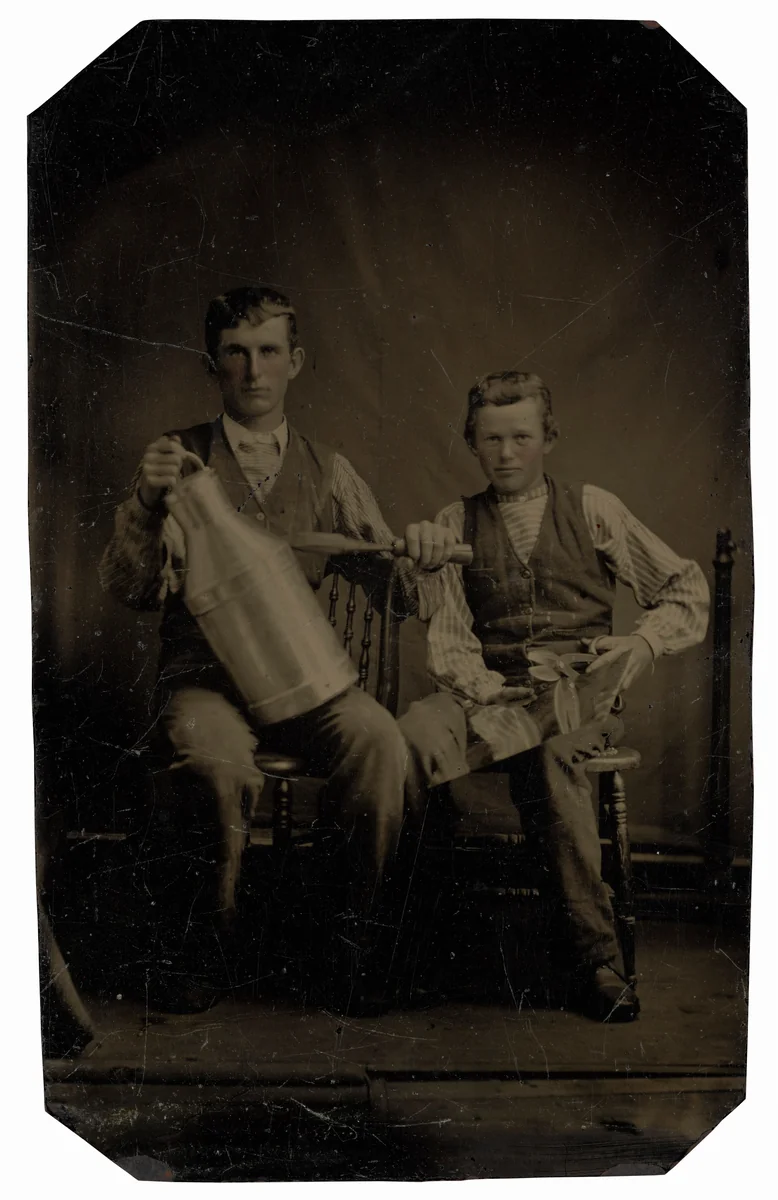 Portrait of Tin Smith and Apprentice by American 19th Century, photograph, 1840-1899