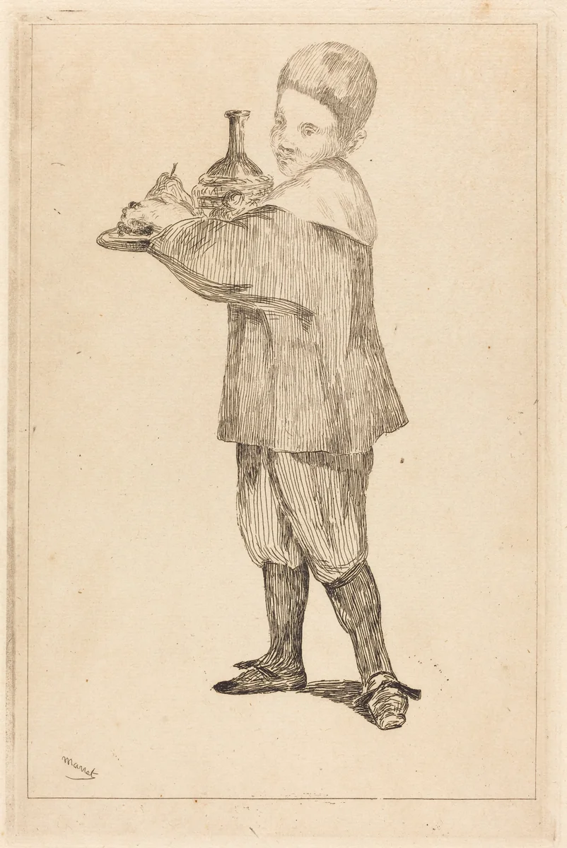 Child Holding a Tray (L'Enfant Portant un Plateau) by Edouard Manet, print, 1862