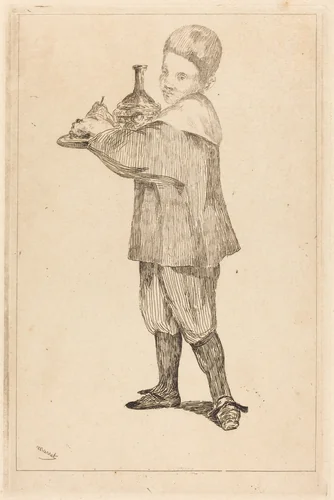 Child Holding a Tray (L'Enfant Portant un Plateau) by Edouard Manet, print, 1862