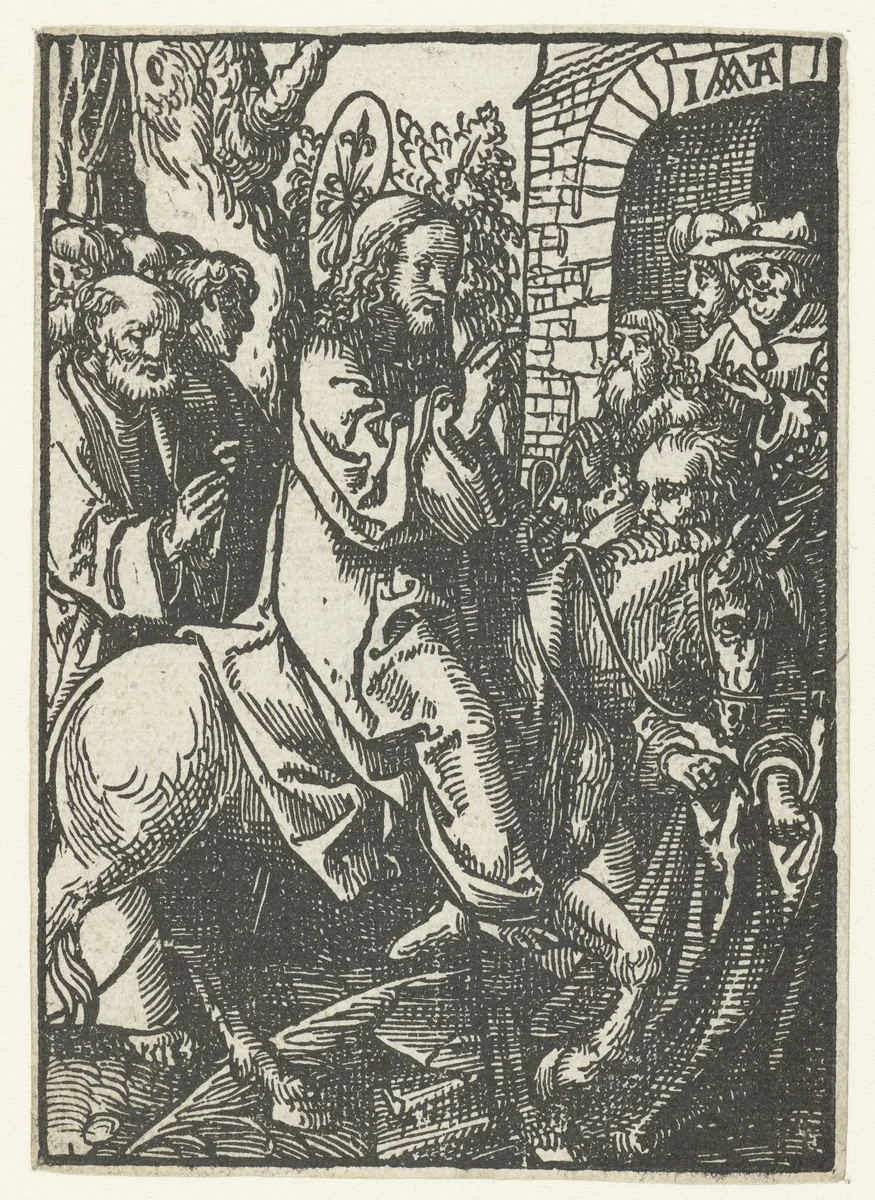 Intocht in Jerusalem by Unknown, print, 1520-1521