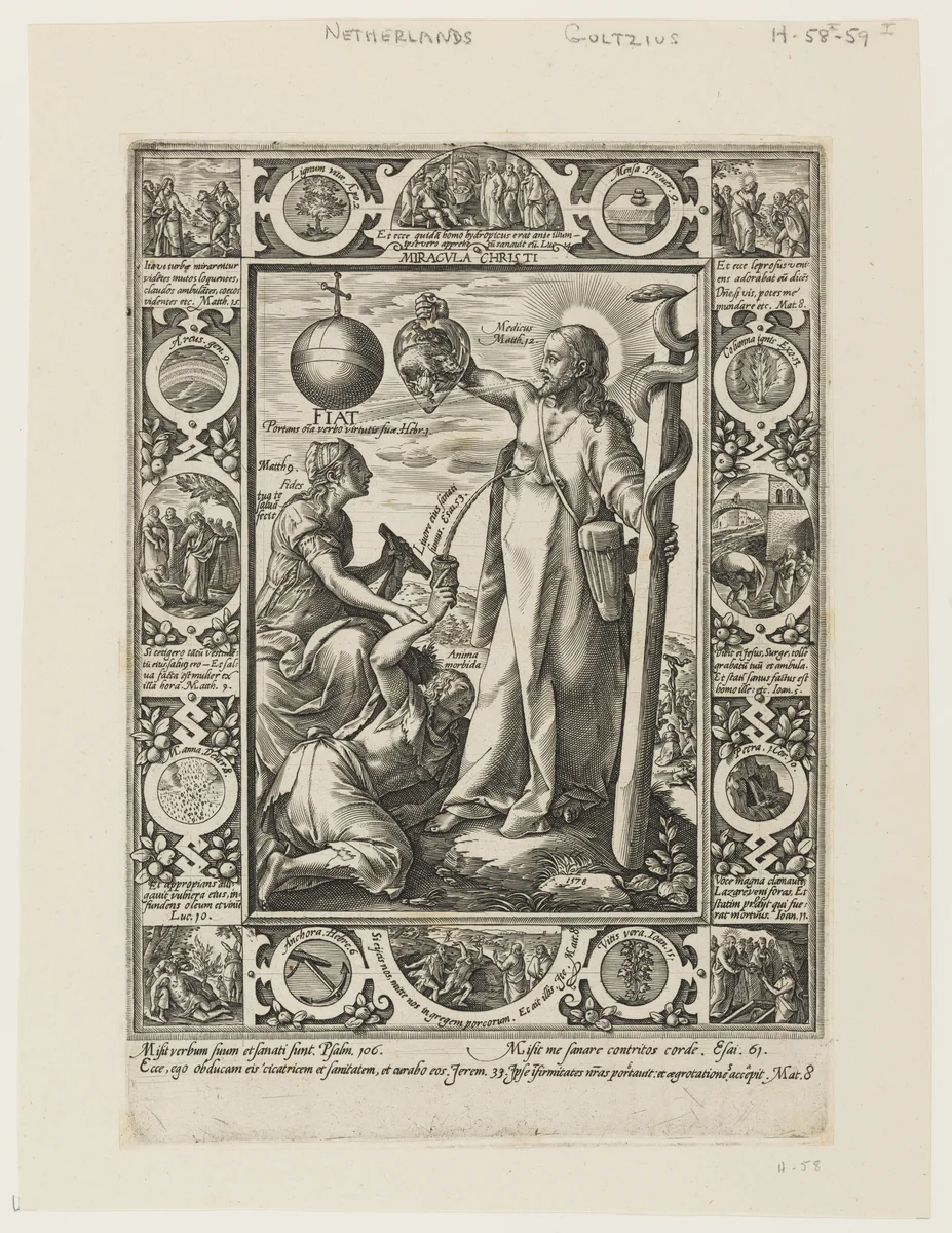 The Miraculous Healings of Christ, from "Allegories Based on the Life of Christ" by Hendrick Goltzius, print, 1578