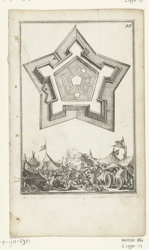 Illustratie voor 'Den Arbeid van Mars' van Allain Manesson Mallet by Romeyn de Hooghe, print, 1672