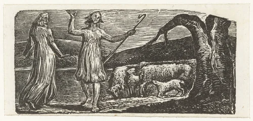 Colinet vertrekt droeviggestemd by William Blake, print, 1820-1821