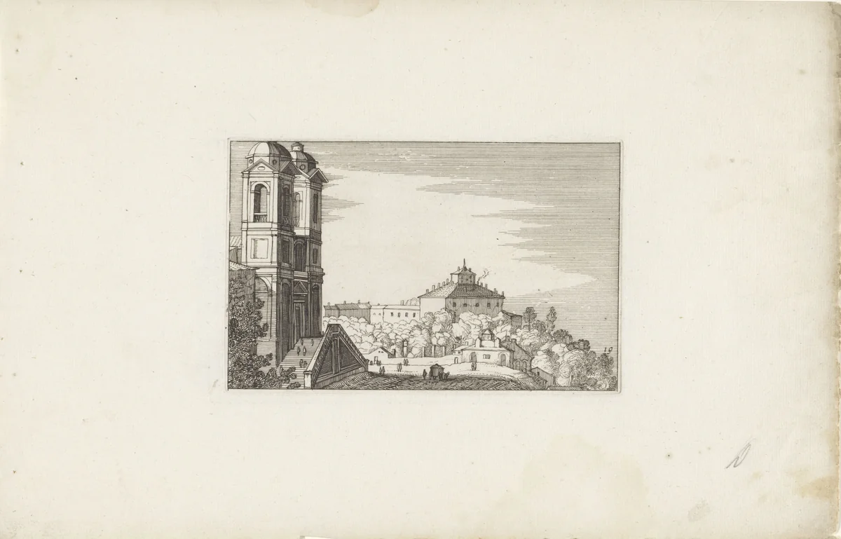 Gezicht op een stad by Claes Jansz Visscher, print, 1618