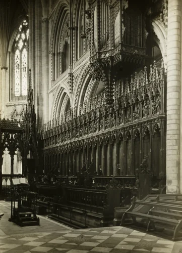 Ely Cathedral: Choir Stalls by Frederick Evans, photograph, 1891