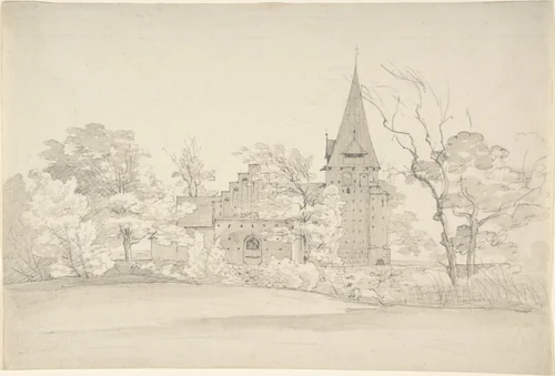 The Aller Church in Sønderjyllands Amt (Denmark), seen from the North by Johan Christian Dahl, drawing, 1790-1857