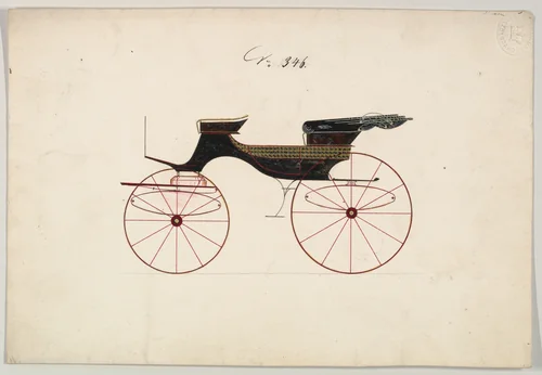 Design for Phaeton, no. 346 by Brewster & Co., drawing, 1850-1874