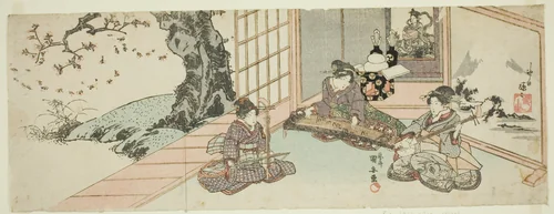 Ladies Playing Instruments by Utagawa Kuniyasu, print, 1801-1832