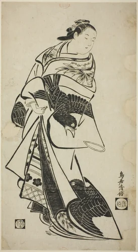 Standing Figure of a Woman by Torii Kiyomasu I, print, 1710-1718