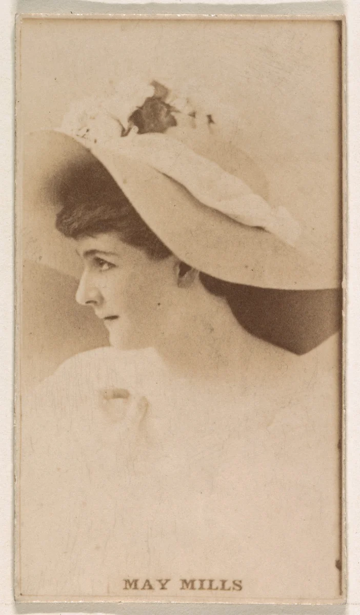 May Mills, from the Actresses series (N245) issued by Kinney Brothers to promote Sweet Caporal Cigarettes by Kinney Brothers Tobacco Company, photograph, 1890